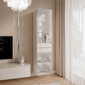 Witryna do salonu AURORA SILVER z oświetleniem LED