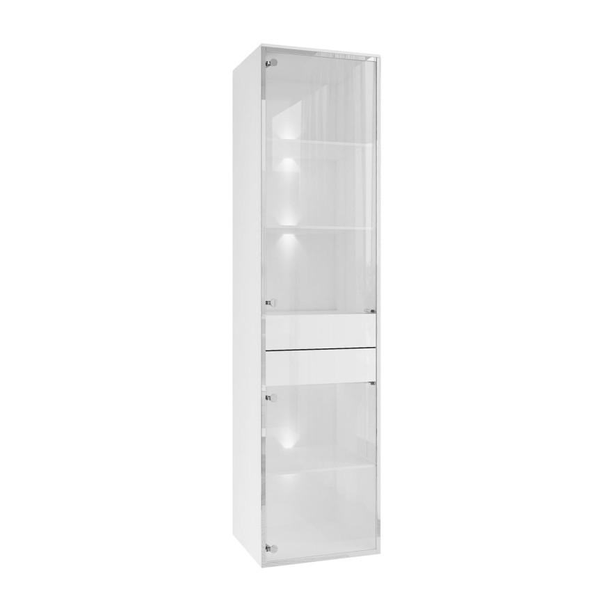 Witryna do salonu AURORA SILVER z oświetleniem LED