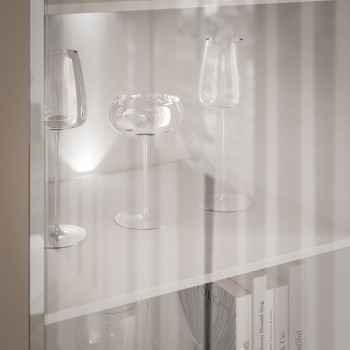 Witryna do salonu AURORA SILVER z oświetleniem LED