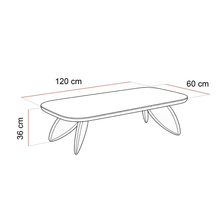 Stolik kawowy ELARA 120 cm z zaokrąglonym blatem w połysku