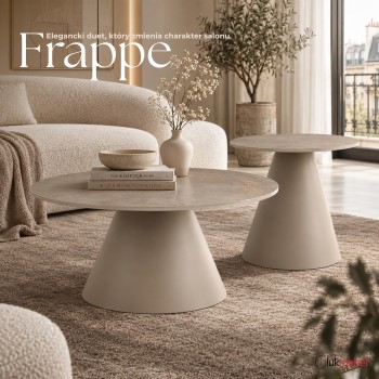 Stolik kawowy 2w1 FRAPPE z ceramicznym blatem w dekorze trawertynu