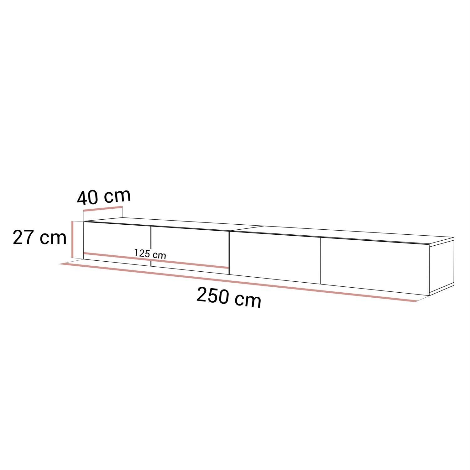 Podwieszana szafka RTV CARMEN kaszmir MAT 250 cm