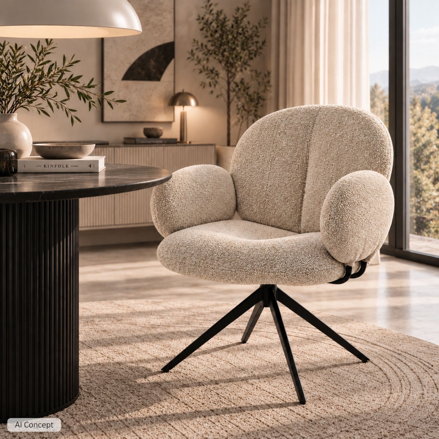 Tapicerowany fotel obrotowy 360° BERRY