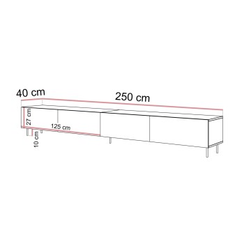 Szafka RTV CARMEN 250 cm kaszmir na nóżkach