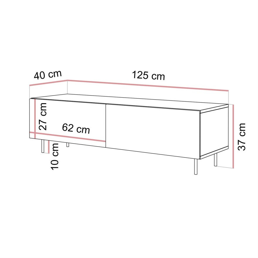 Szafka RTV CARMEN 125 cm kaszmir na nóżkach