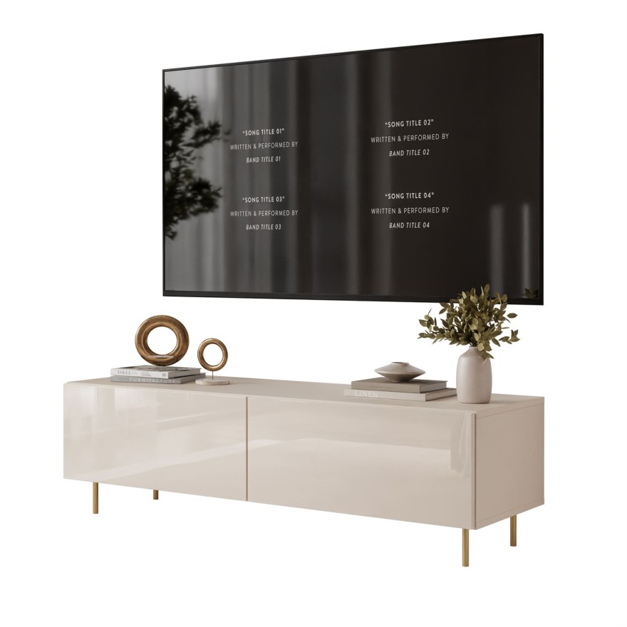 Szafka RTV CARMEN 125 cm kaszmir na nóżkach