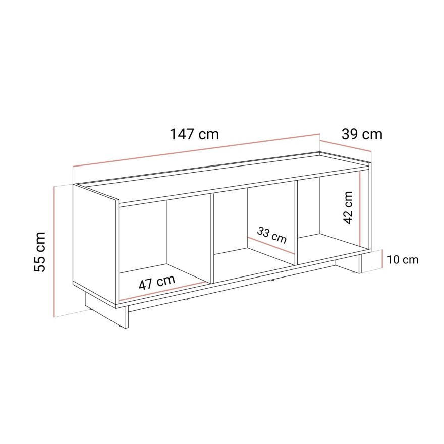 Szafka RTV YUKI 147 cm dąb karmelowy 3D w stylu japandi
