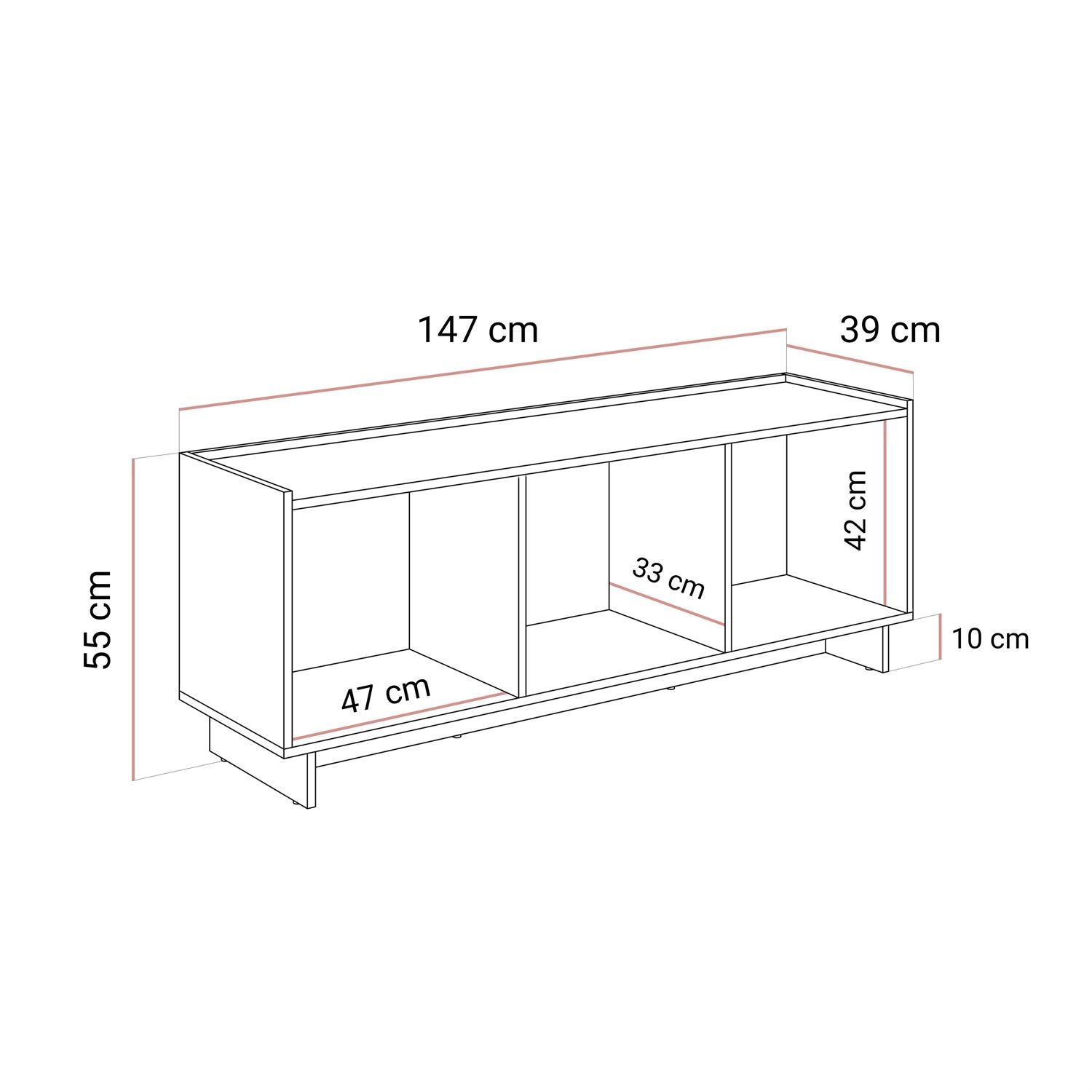 Szafka RTV YUKI 147 cm dąb karmelowy 3D w stylu japandi