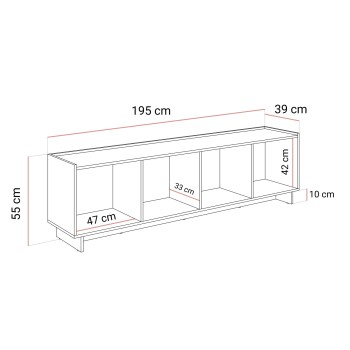 Szafka RTV YUKI 195 cm dąb karmelowy 4D w stylu japandi