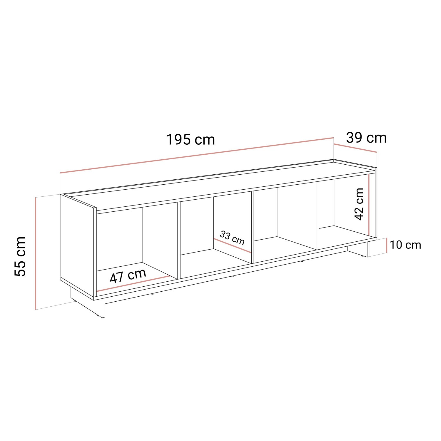 Szafka RTV YUKI 195 cm dąb karmelowy 4D w stylu japandi