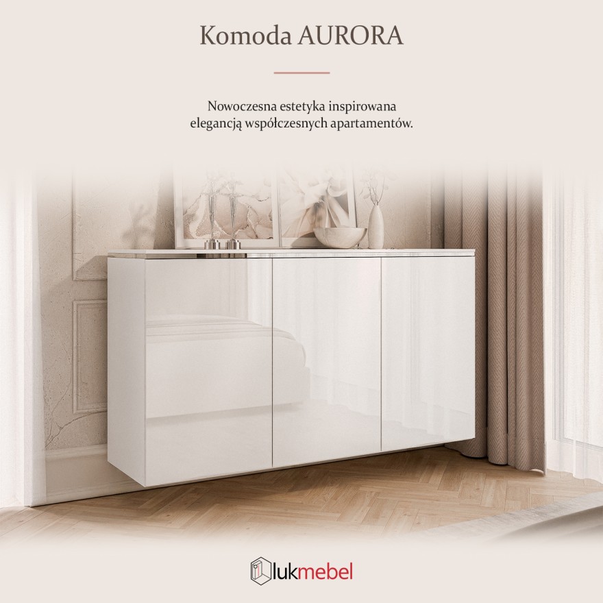 Komoda trzydrzwiowa AURORA SILVER 3D