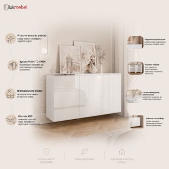 Komoda trzydrzwiowa AURORA SILVER 3D