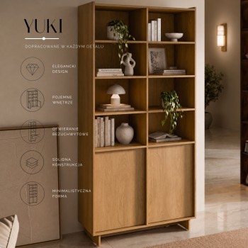 Szeroki regał YUKI 98 cm na książki w stylu japandi