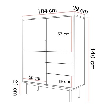 Trzydrzwiowa komoda MIRACLE 3D3S z szufladami
