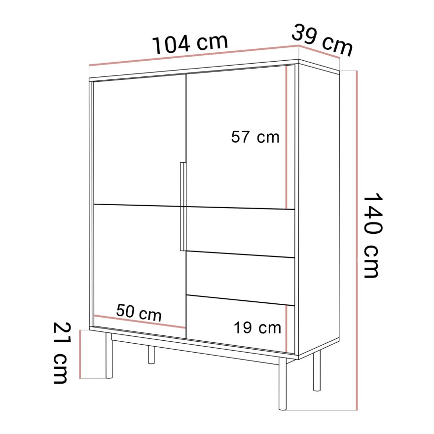 Trzydrzwiowa komoda MIRACLE 3D3S z szufladami