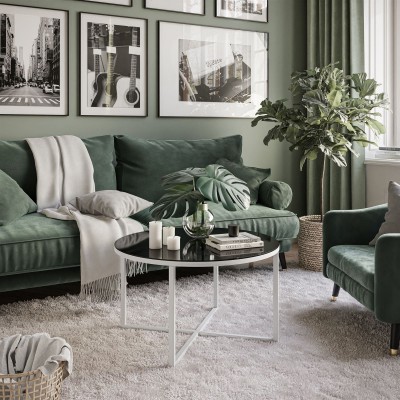 Okrągły stolik kawowy CIRI-X z półką wysoki połysk