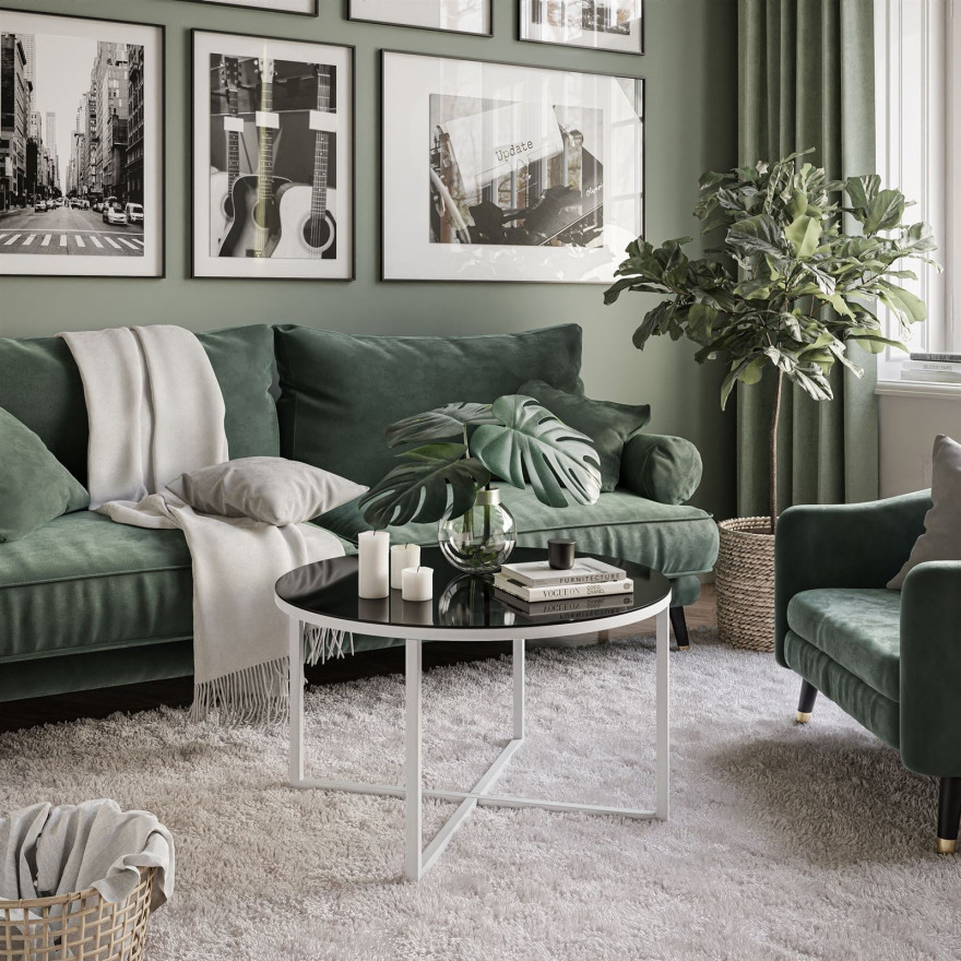 Okrągły stolik kawowy CIRI-X z półką wysoki połysk