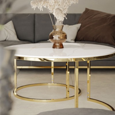 Ława okrągła SELAVI 2w1 złoty chrom połysk