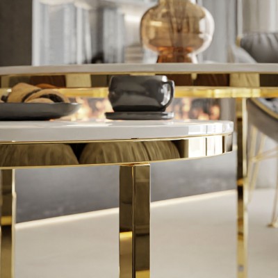 Ława okrągła SELAVI 2w1 złoty chrom połysk