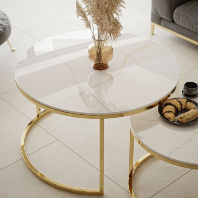 Ława okrągła SELAVI 2w1 złoty chrom połysk