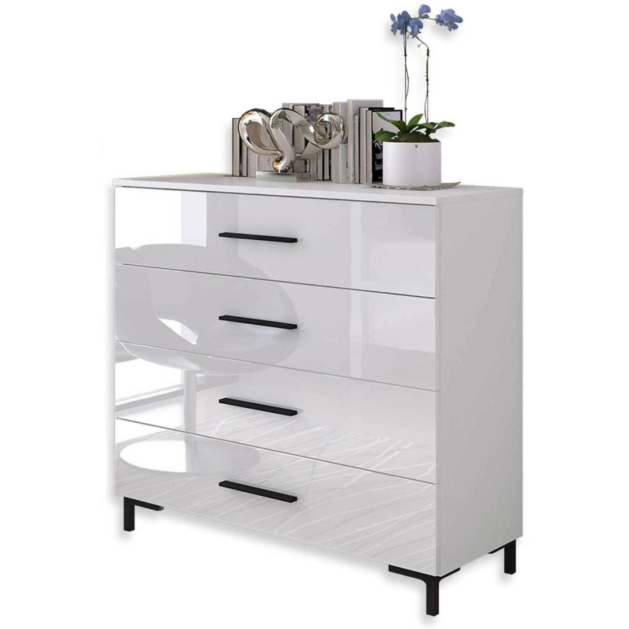 Komoda LINA czarne uchwyty nóżki LED Komoda LINA czarne uchwyty nóżki LED