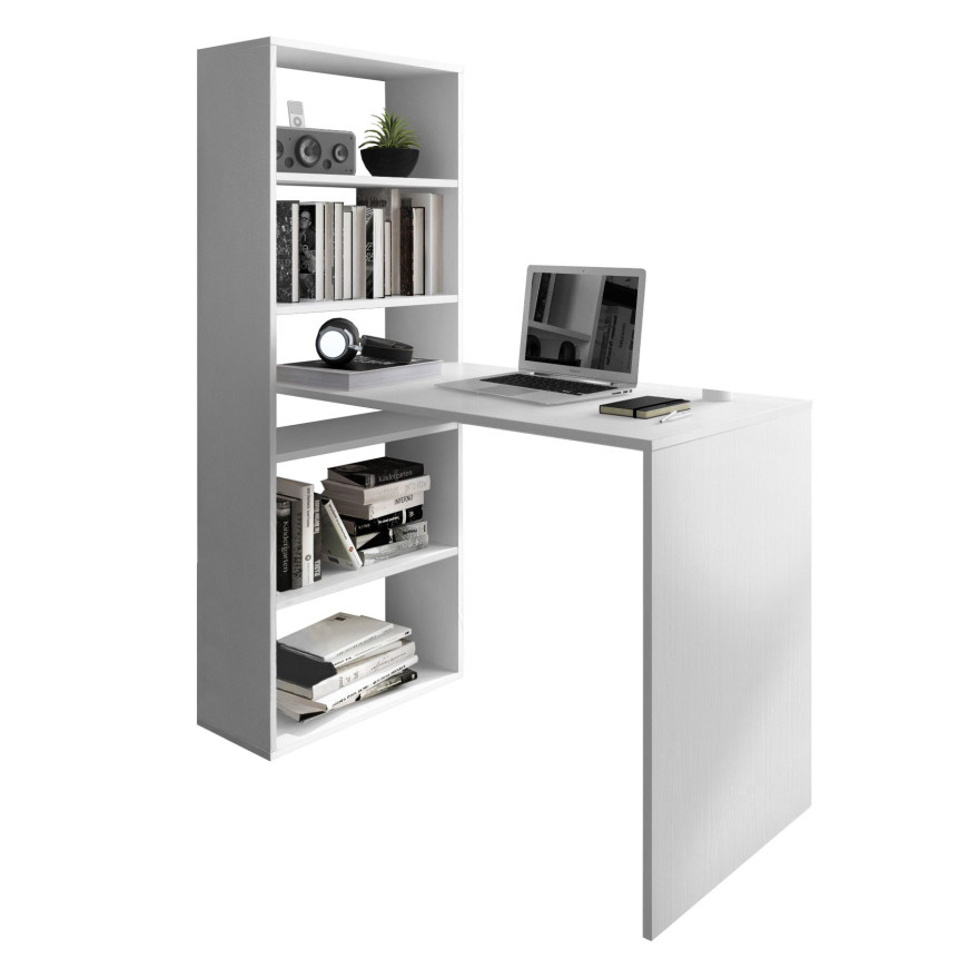 Biurko ATRIUM z regałem biały mat