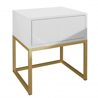 Stolik nocny BLANCO GLAMOUR na złotym stelażu
