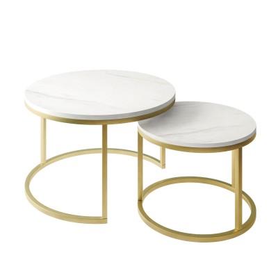 Okrągły stolik kawowy CIRI 2w1 LEVANTO złoty mat Okrągły stolik kawowy CIRI 2w1 LEVANTO złoty mat