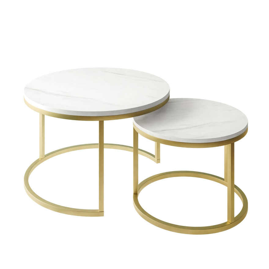 Okrągły stolik kawowy CIRI 2w1 LEVANTO złoty mat Okrągły stolik kawowy CIRI 2w1 LEVANTO złoty mat