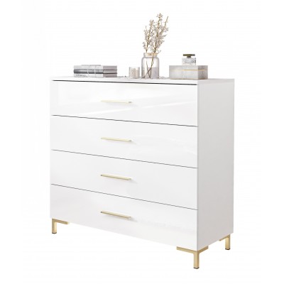 Komoda LINA z szufladami złote uchwyty nóżki LED