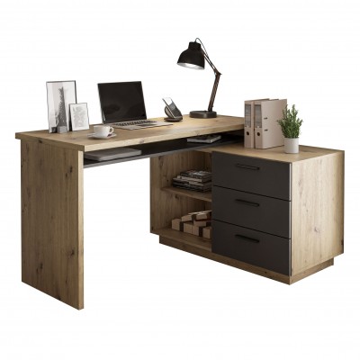 Biurko narożne CHIA dąb artisan grafit