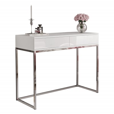 Konsola BLANCO na chromowanym stelażu biały połysk