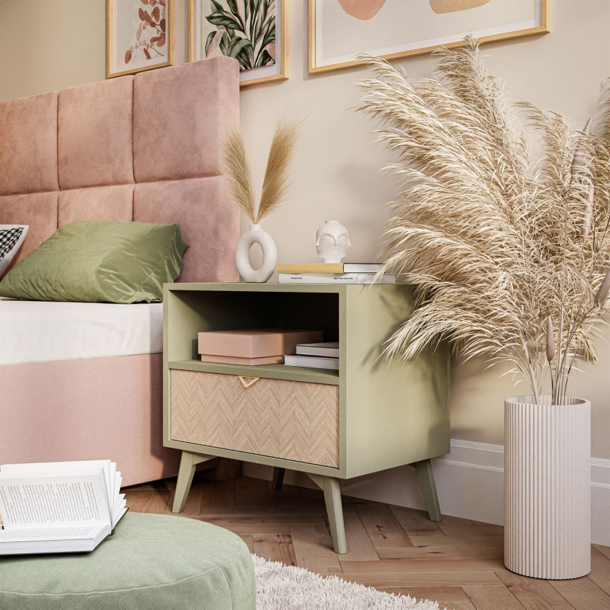 Stolik nocny ALOE jodełka scandi Stolik nocny ALOE jodełka scandi