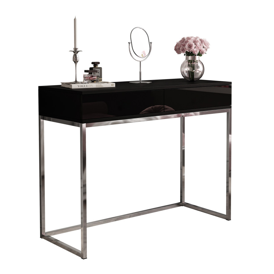 Konsola BLANCO GLAMOUR II na chromowanym stelażu czarny połysk