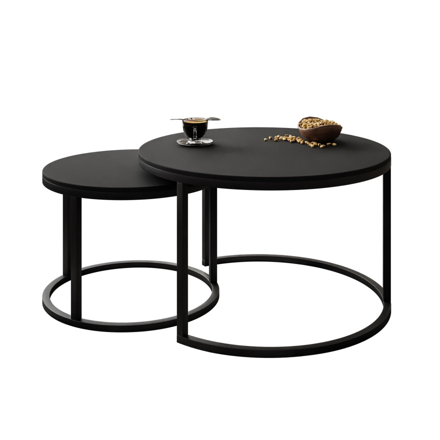Okrągły stolik kawowy CIRI 2w1 czarny mat Okrągły stolik kawowy CIRI 2w1 czarny mat