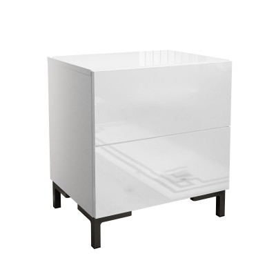 Stolik nocny LINA LUX ze złotymi nóżkami blat w połysku