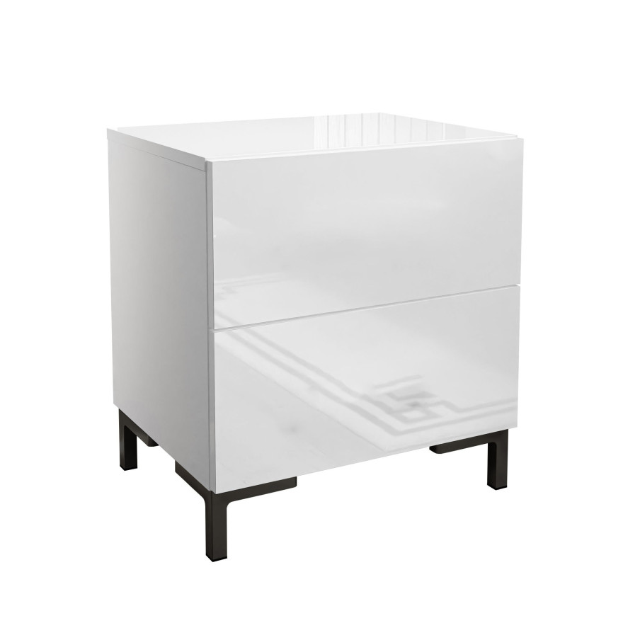 Stolik nocny LINA LUX ze złotymi nóżkami blat w połysku