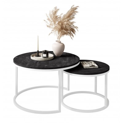 Okrągły stolik kawowy 2w1 CIRI SLIM ciemny beton Okrągły stolik kawowy 2w1 CIRI SLIM ciemny beton