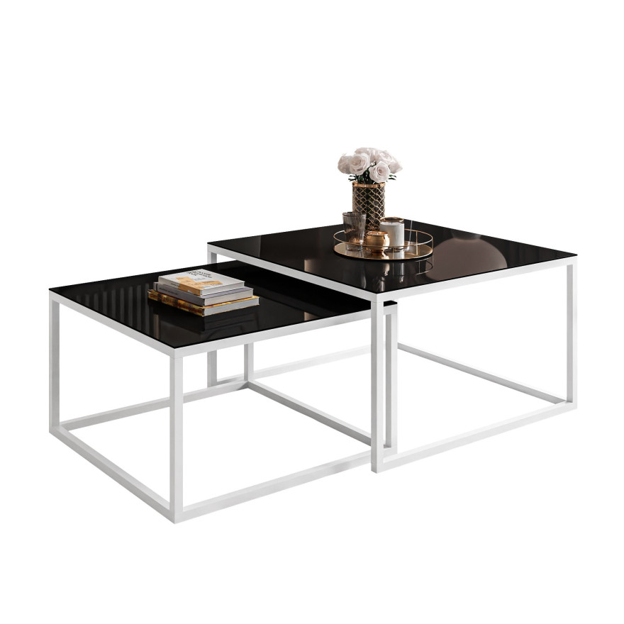 Ława 2w1 YOSHI GLASS z czarnym i białym stelażem Ława 2w1 YOSHI GLASS z czarnym i białym stelażem