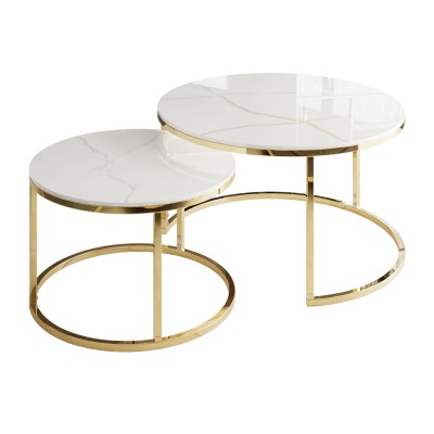 Ława okrągła SELAVI 2w1 złoty chrom połysk