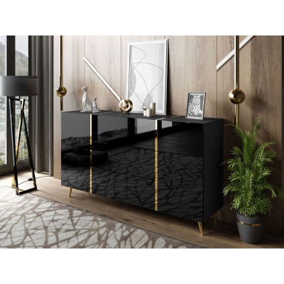 Komoda z szufladami ONYX w czarnym połysku POWYSTAWOWA