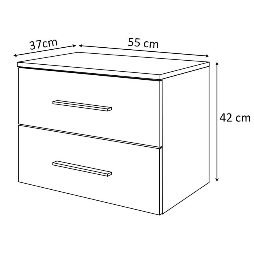 Stolik nocny LINA II - podwieszany + LED wysoki połysk
