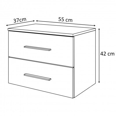 Stolik nocny LINA II podwieszany CZARNY UCHWYT LED wysoki połysk