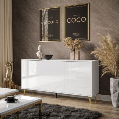 Komoda SANAYI IV na nóżkach biały połysk