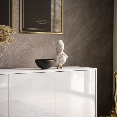 Komoda SANAYI II na metalowym stelażu biały połysk