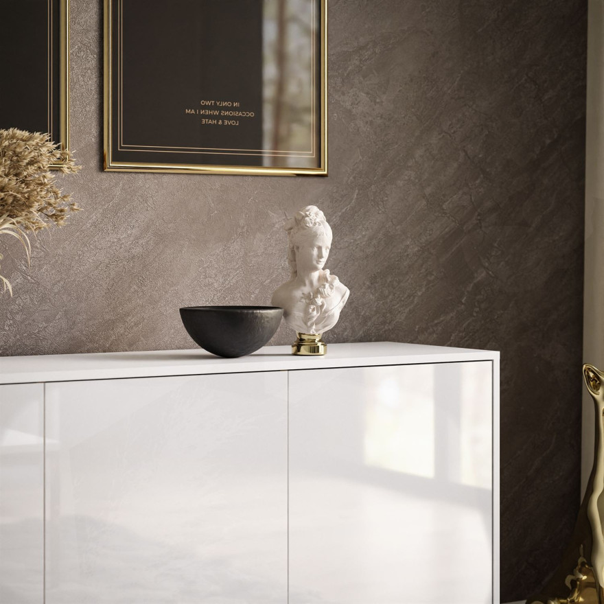 Komoda SANAYI II na metalowym stelażu biały połysk