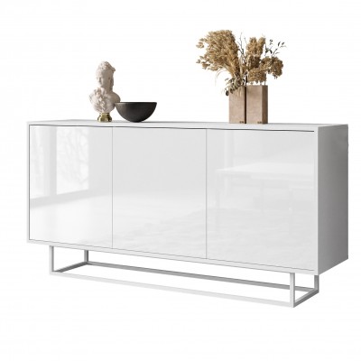 Komoda SANAYI II na metalowym stelażu biały połysk