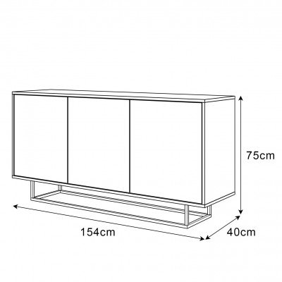 Komoda SANAYI II na metalowym stelażu biały połysk