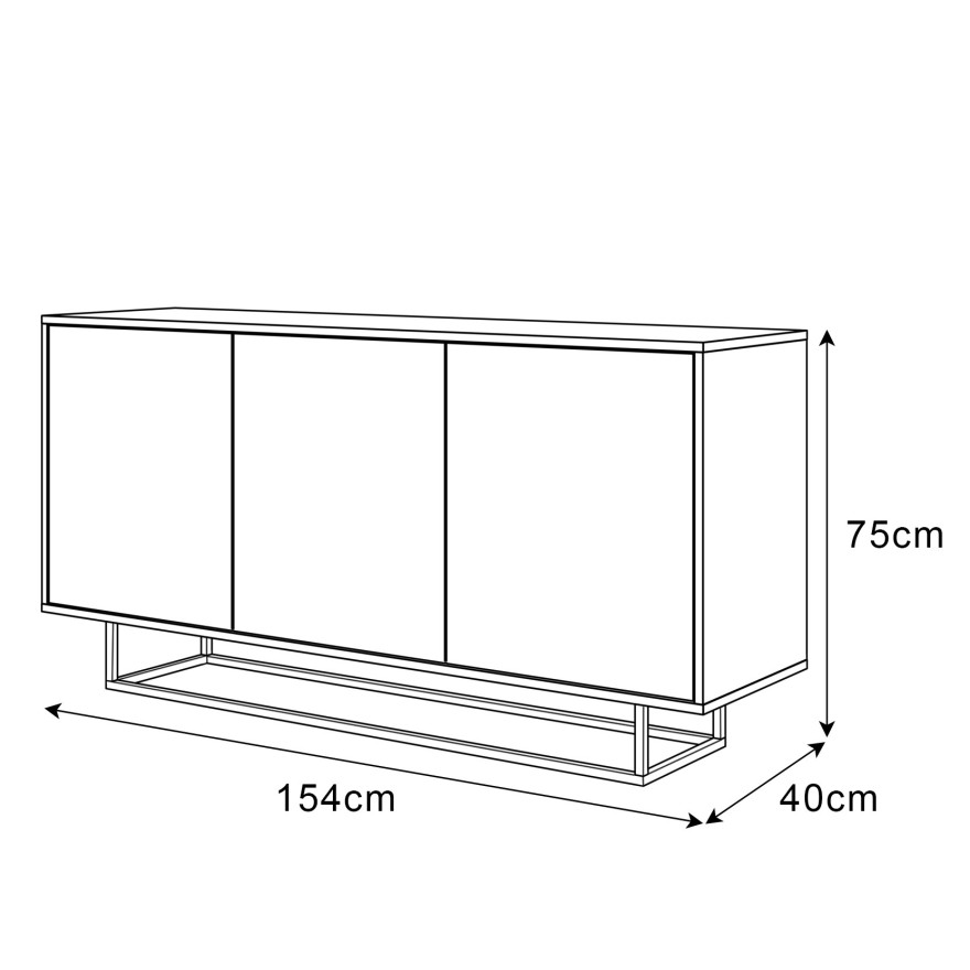 Komoda SANAYI II na metalowym stelażu biały połysk