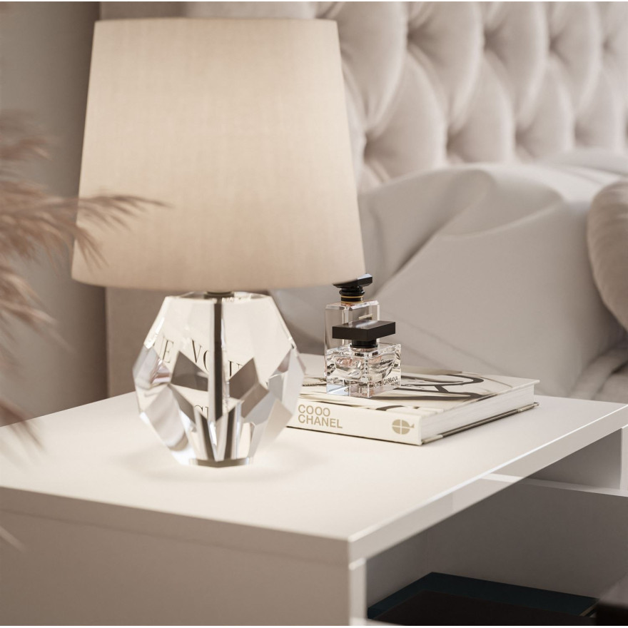 Stolik nocny BLANCO GLAMOUR na chromowanym stelażu Stolik nocny BLANCO GLAMOUR na chromowanym stelażu